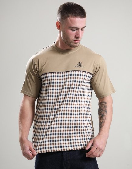 Aquascutum Piping Panel T-Shirt Khaki