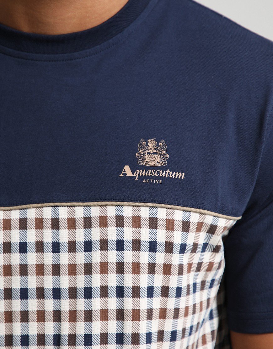 Aquascutum Piping Panel T-Shirt Navy Aquascutum Piping Panel T-Shirt Navy