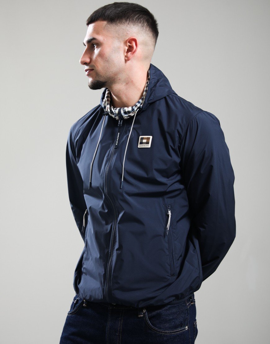 Aquascutum RLG Badge Reversible Hooded Sailor Jacket Navy