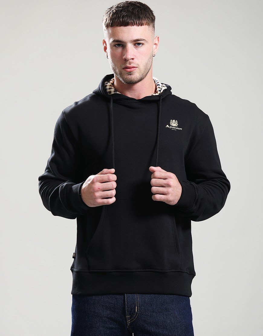 Aquascutum Small Logo Hoodie Black