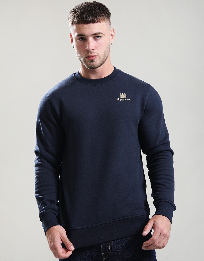 Aquascutum Small Logo Crew Sweat Navy