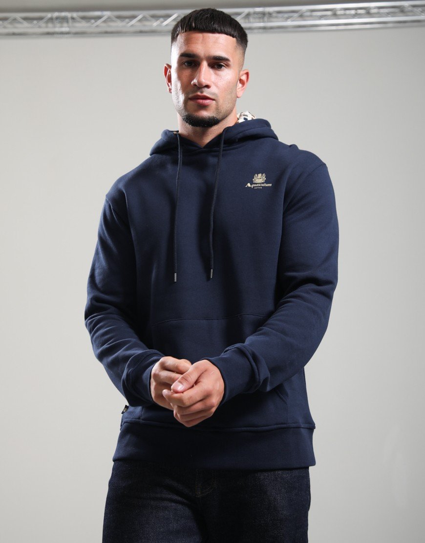 Aquascutum Small Logo Hoodie Navy