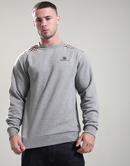 Aquascutum CC Shoulders Crew Sweat Medium Grey