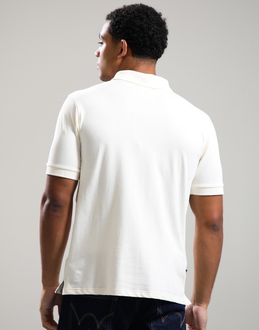 Aquascutum Stretch Piquet Club Check Insert Polo Shirt Old White