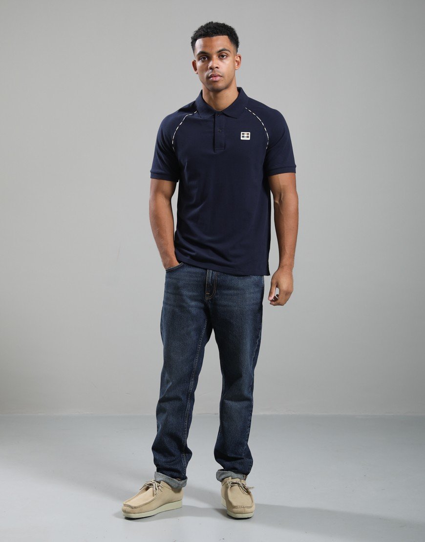 Aquascutum Stretch Piquet Piping Polo Shirt Navy