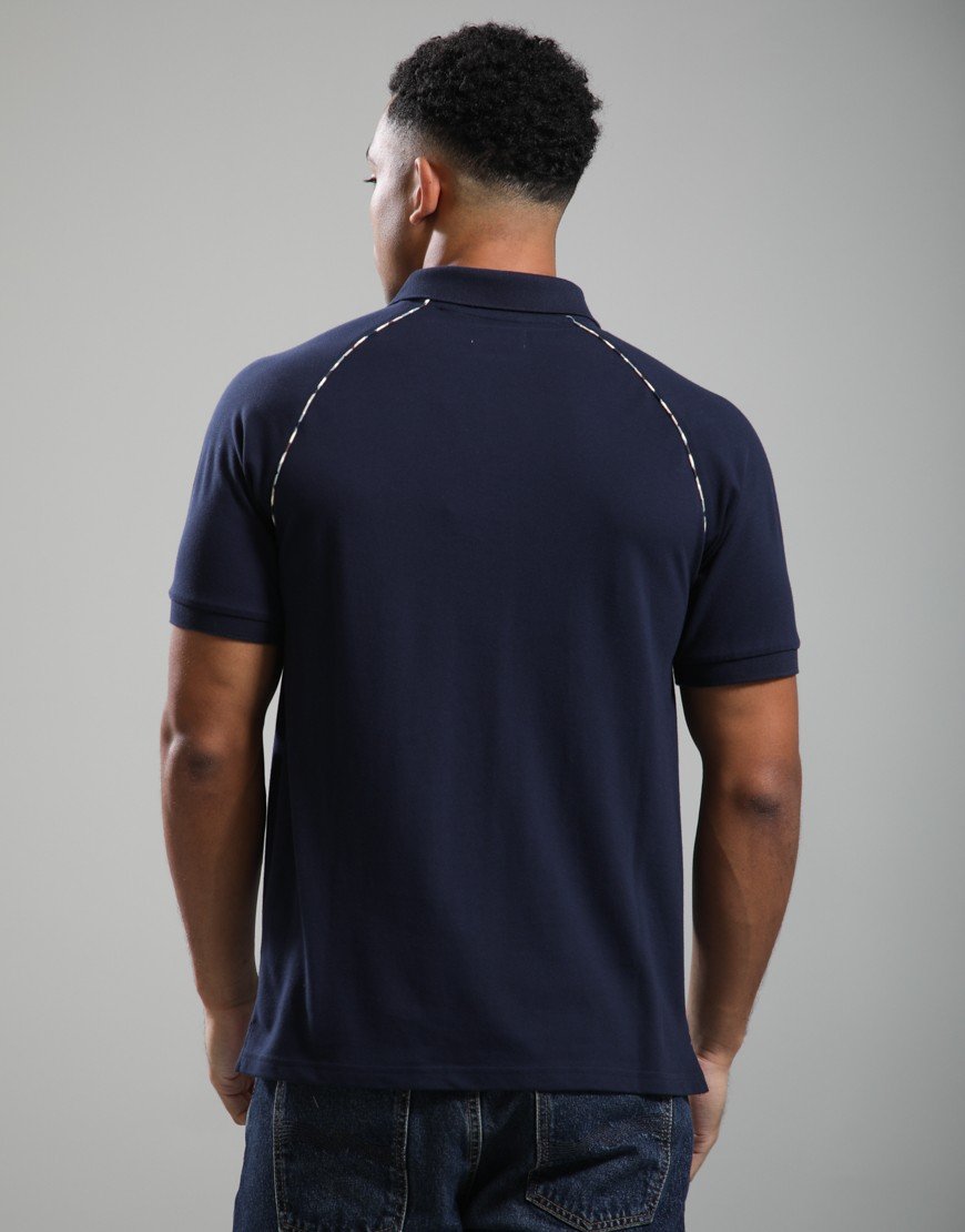 Aquascutum Stretch Piquet Piping Polo Shirt Navy