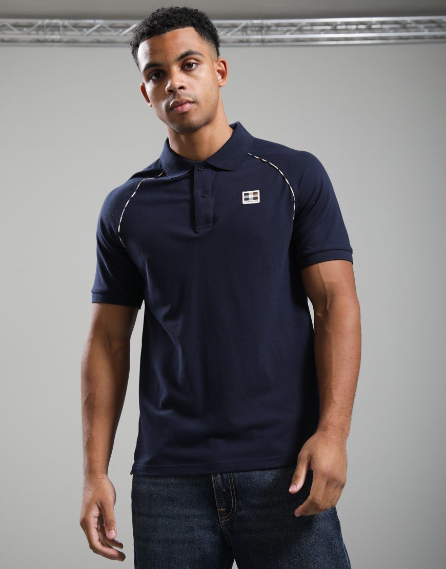 Aquascutum Stretch Piquet Piping Polo Shirt Navy