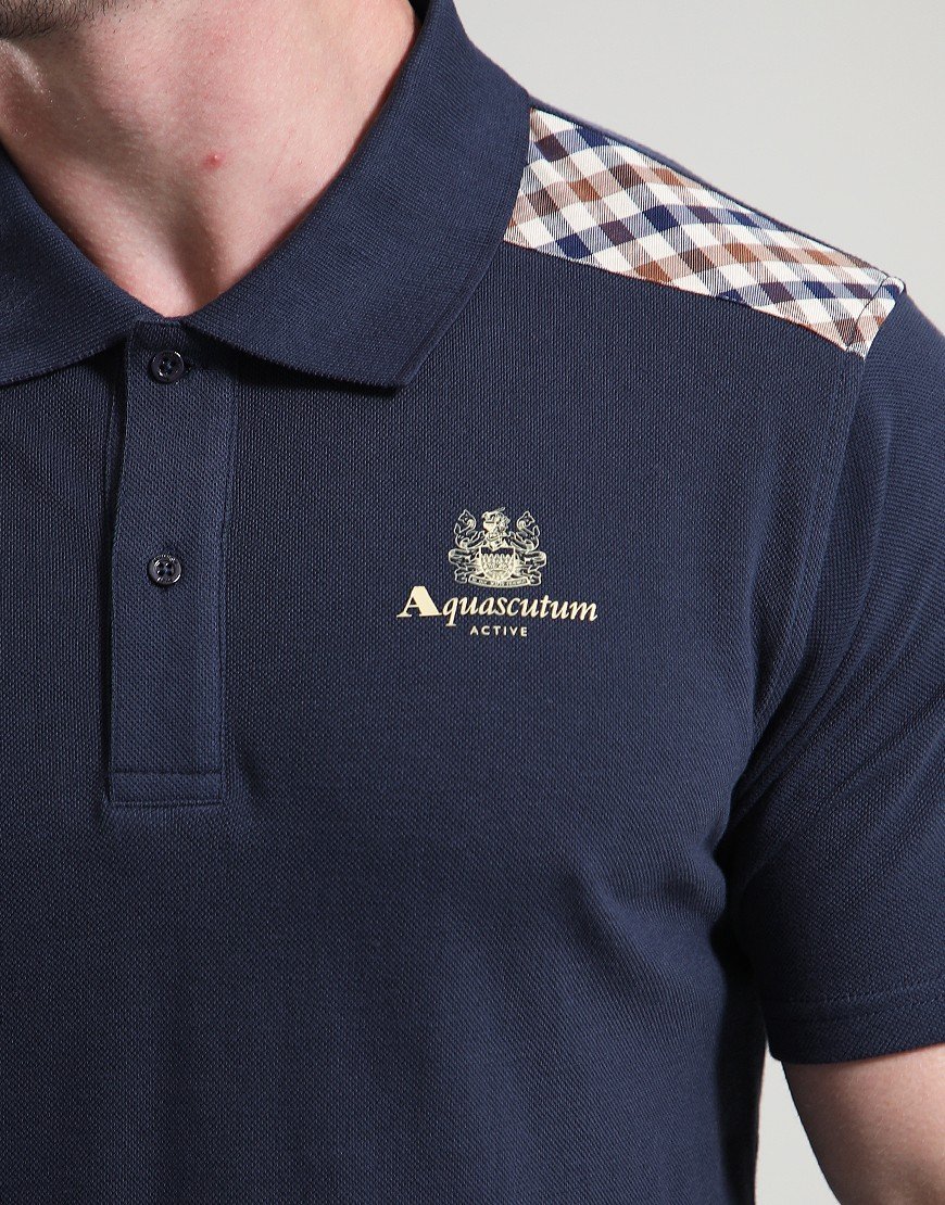 Aquascutum Stripes Piquet Polo Shirt Navy Aquascutum Stripes Piquet Polo Shirt Navy