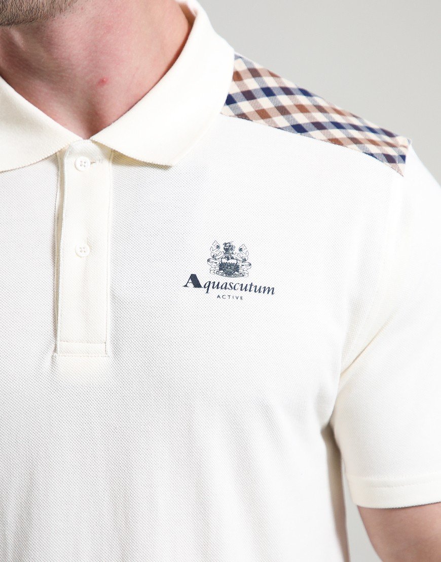 Aquascutum Stripes Piquet Polo Shirt Old White Aquascutum Stripes Piquet Polo Shirt Old White