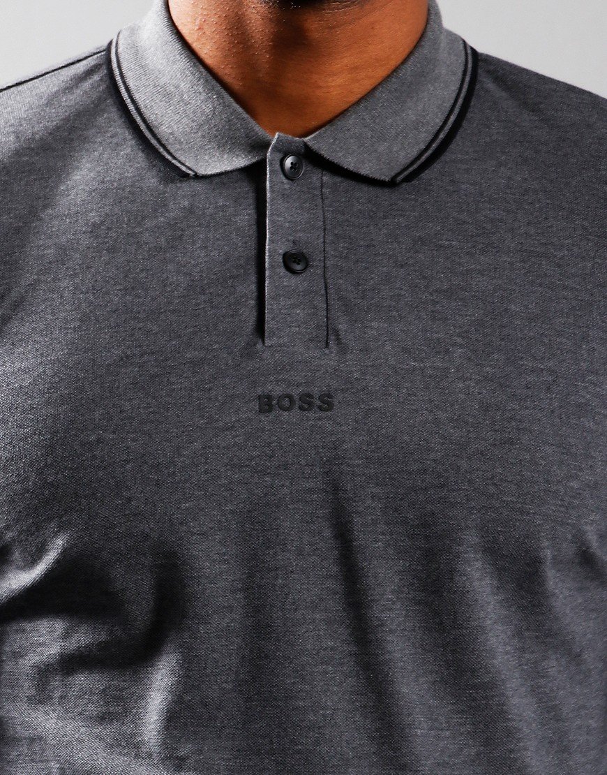 BOSS PChup Long Sleeve Polo Shirt Medium Grey 