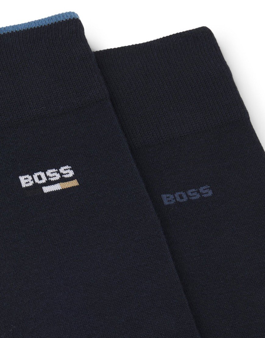 BOSS RS Iconic Logo CC 2 Pack Socks Dark Blue