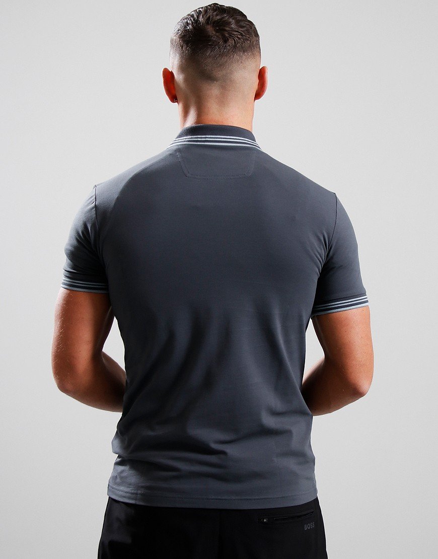 BOSS Paul Curved Polo Shirt Dark Grey