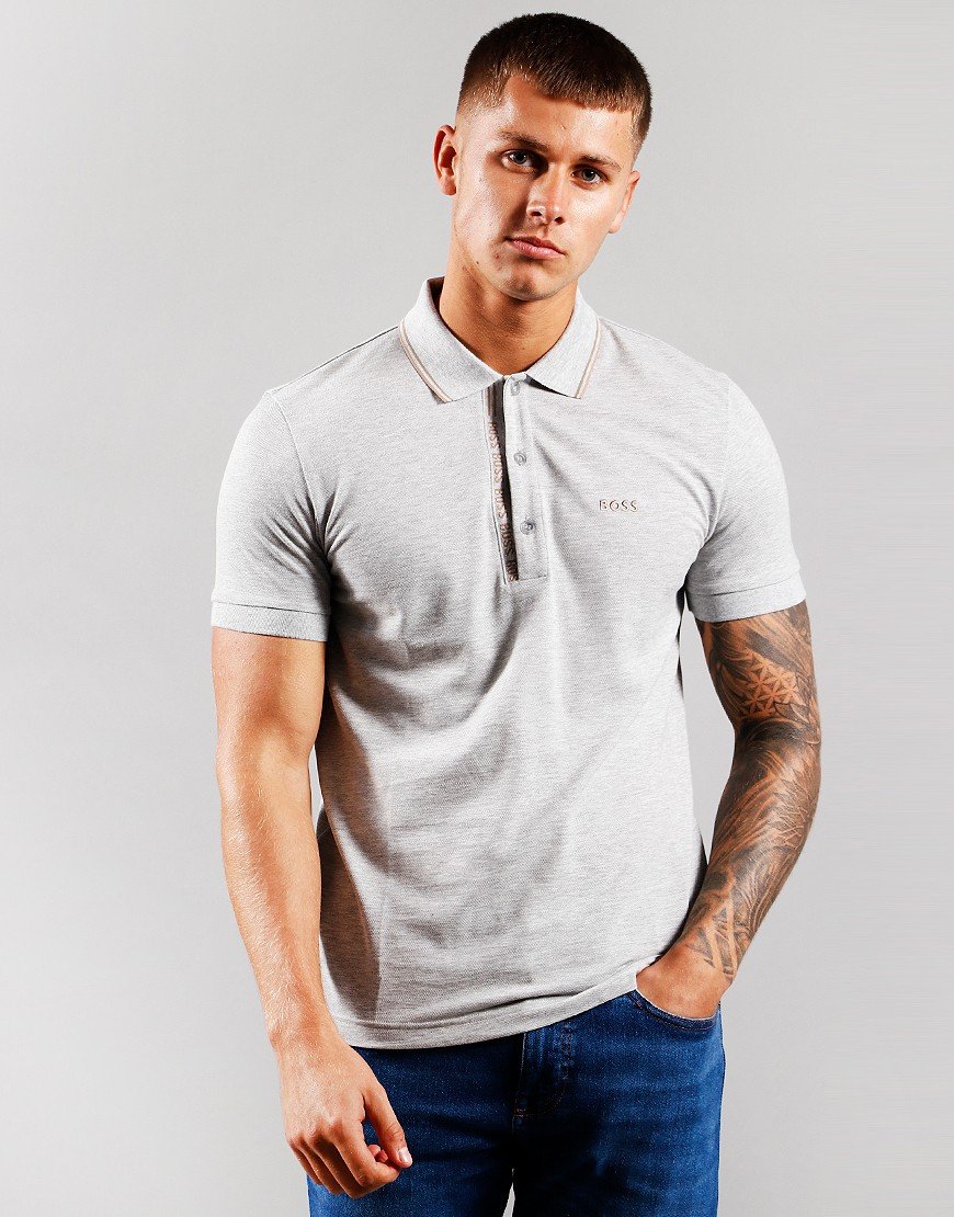 BOSS Paule 4 Polo Shirt Light Pastel Grey