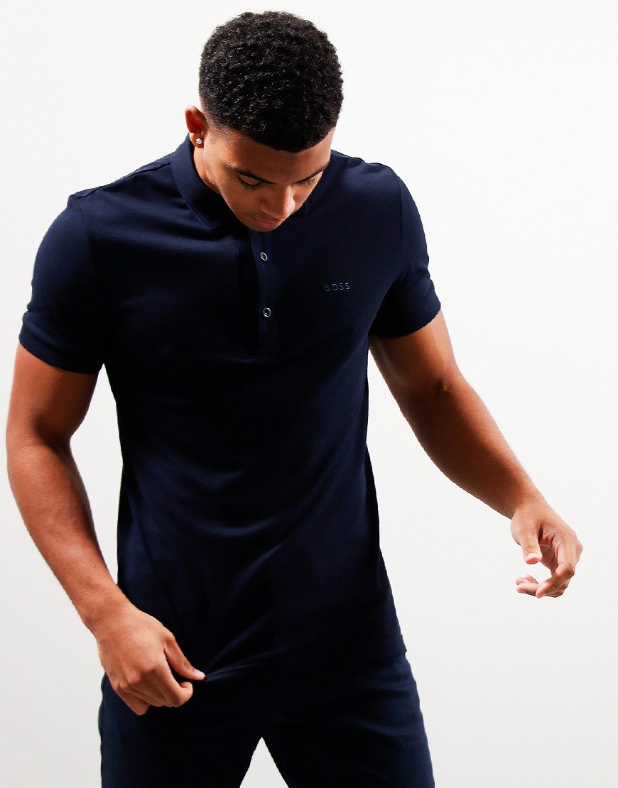 BOSS Paule Polo Shirt Navy Terraces Menswear