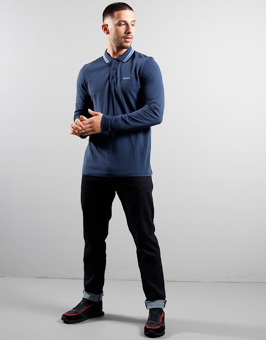 BOSS Plisy Polo Shirt Open Blue