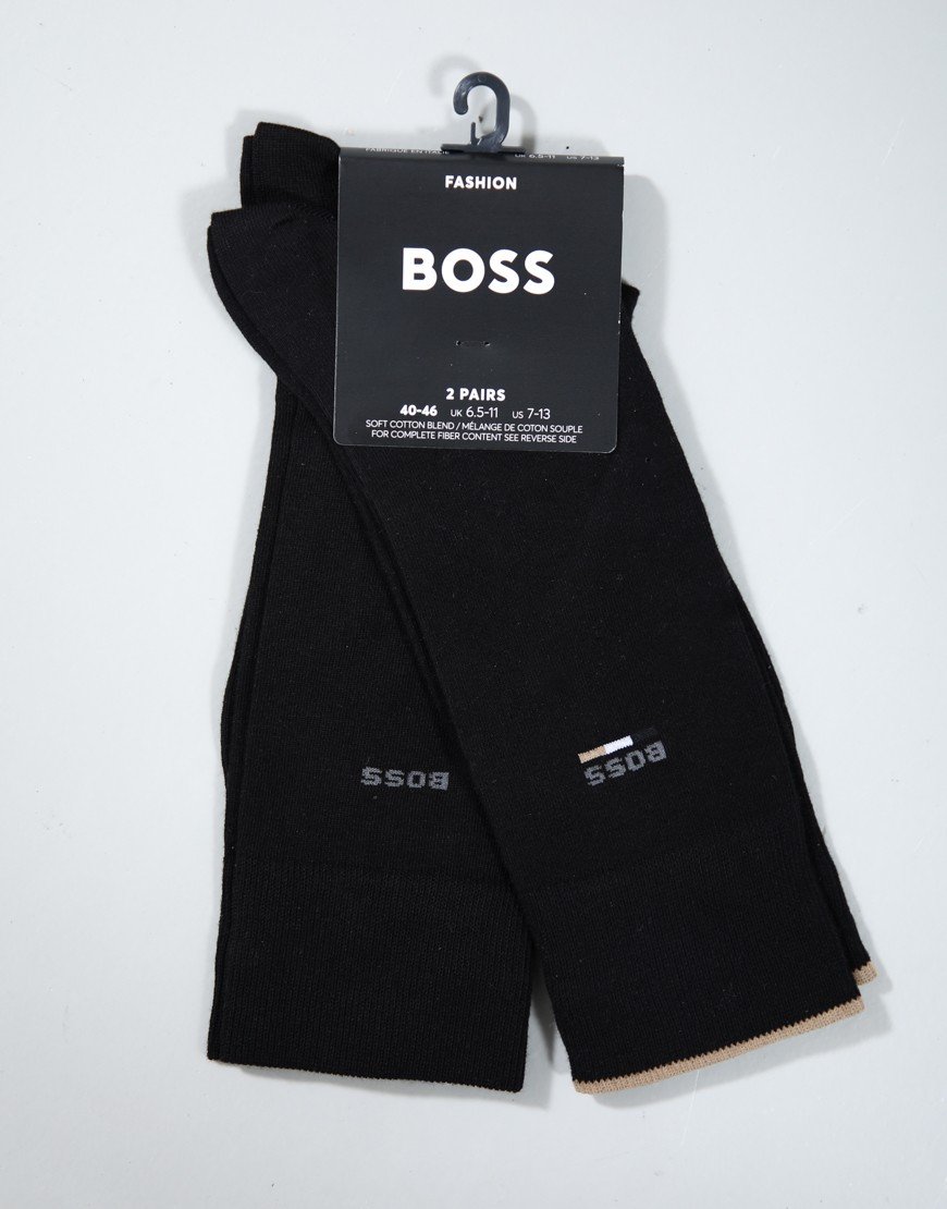 BOSS RS Iconic Logo CC 2 Pack Socks Black