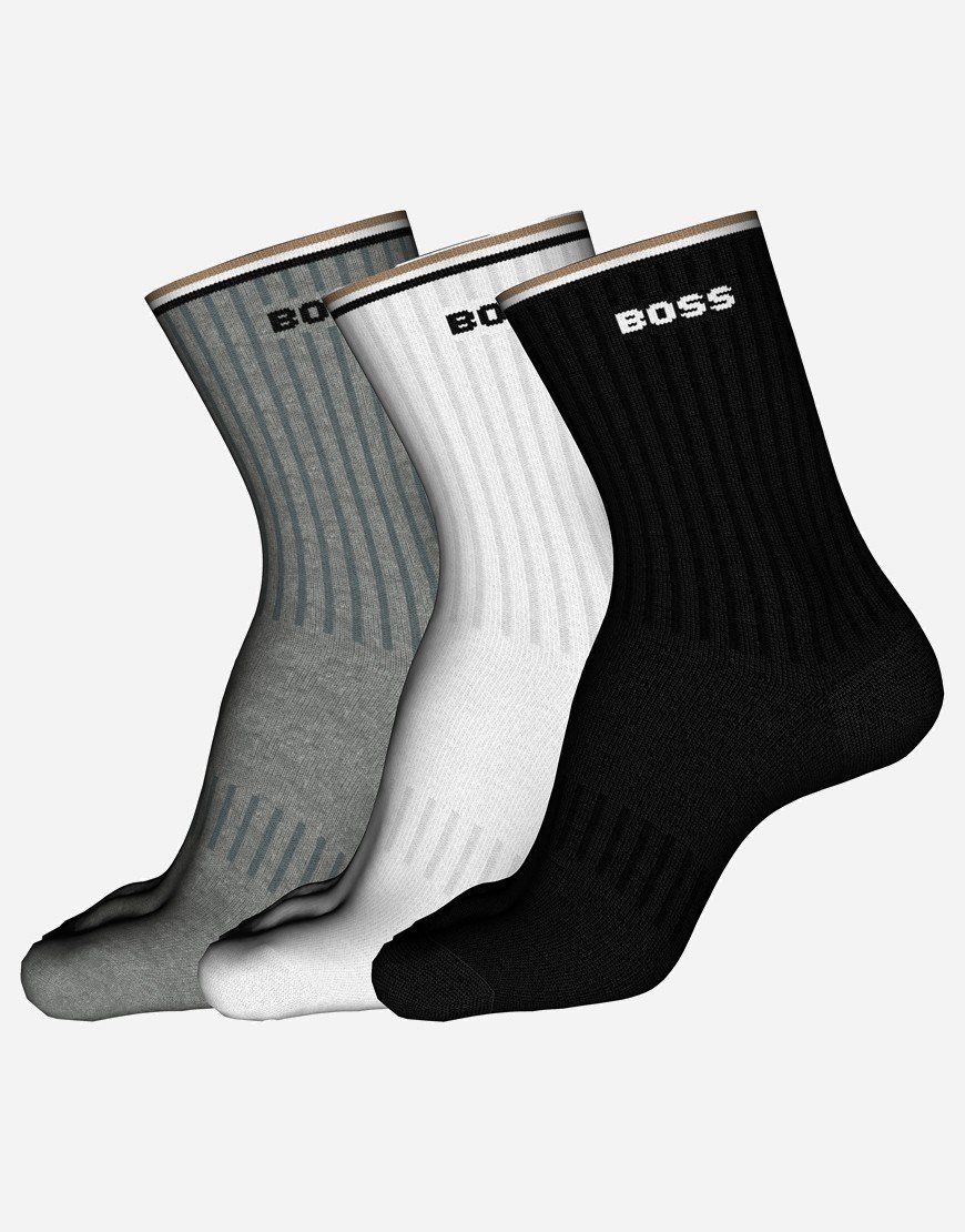 BOSS QS Rib Stripe 3 Pack Socks Open Miscellaneous 960