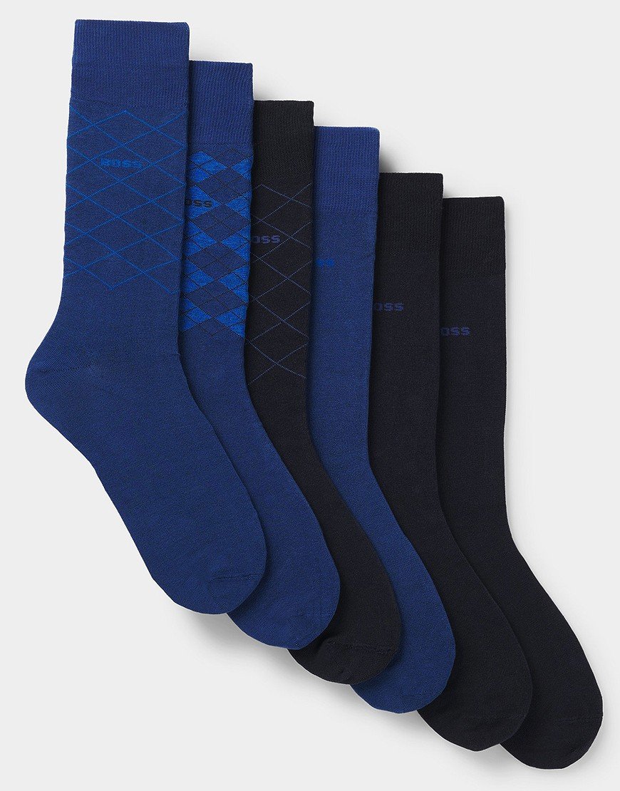 BOSS 6 Pack RS GIft Design CC Socks Dark Blue