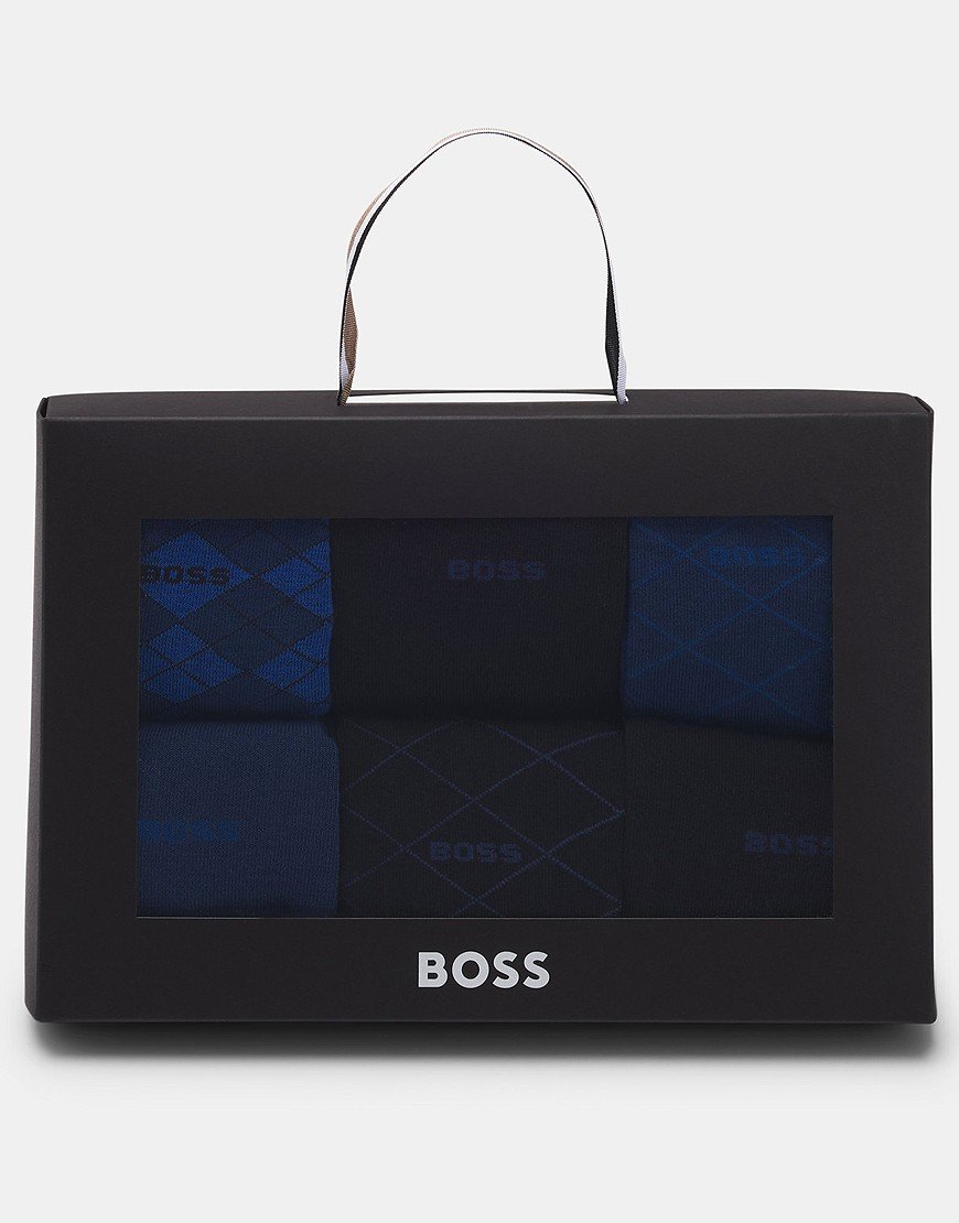 BOSS 6 Pack RS GIft Design CC Socks Dark Blue