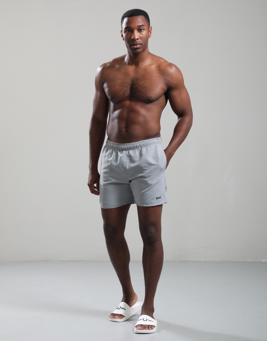 BOSS Cargo Swim Shorts Open Grey