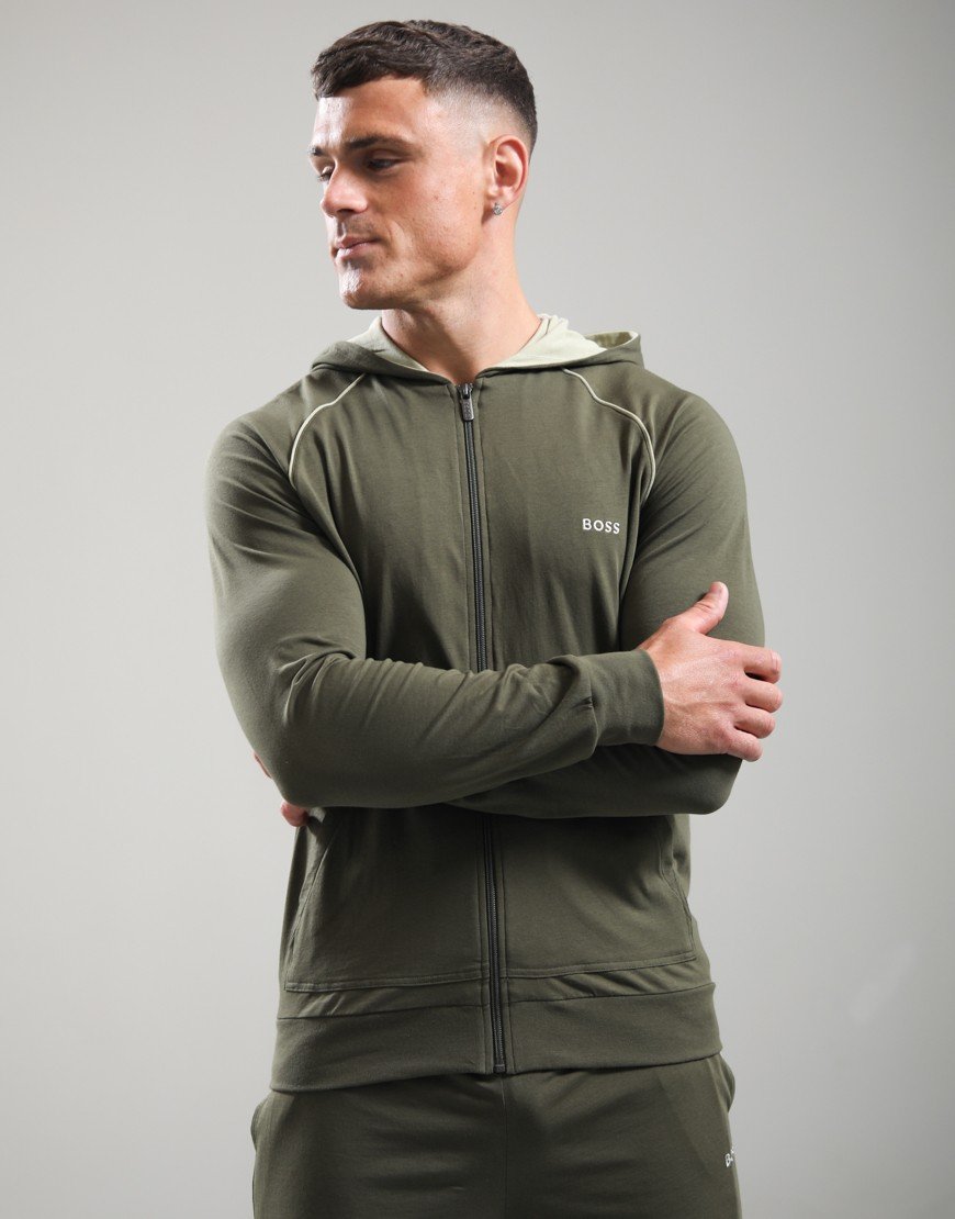 BOSS Mix & Match Hooded Jacket Open Green