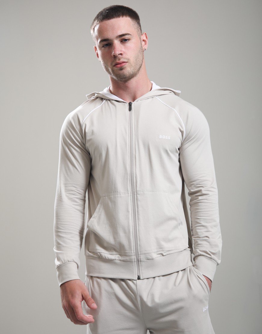 BOSS Mix & Match Hooded Jacket Open Grey