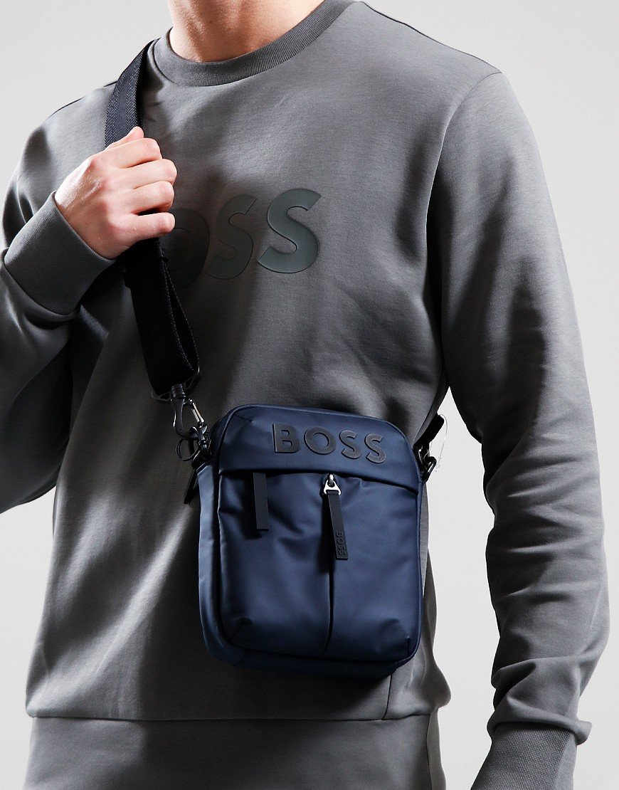 BOSS Stormy_NS_Zip Side Bag Dark Blue - Terraces Menswear
