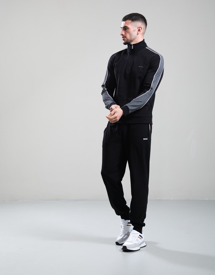 BOSS Tracksuit 1/4 Zip Jacket Black