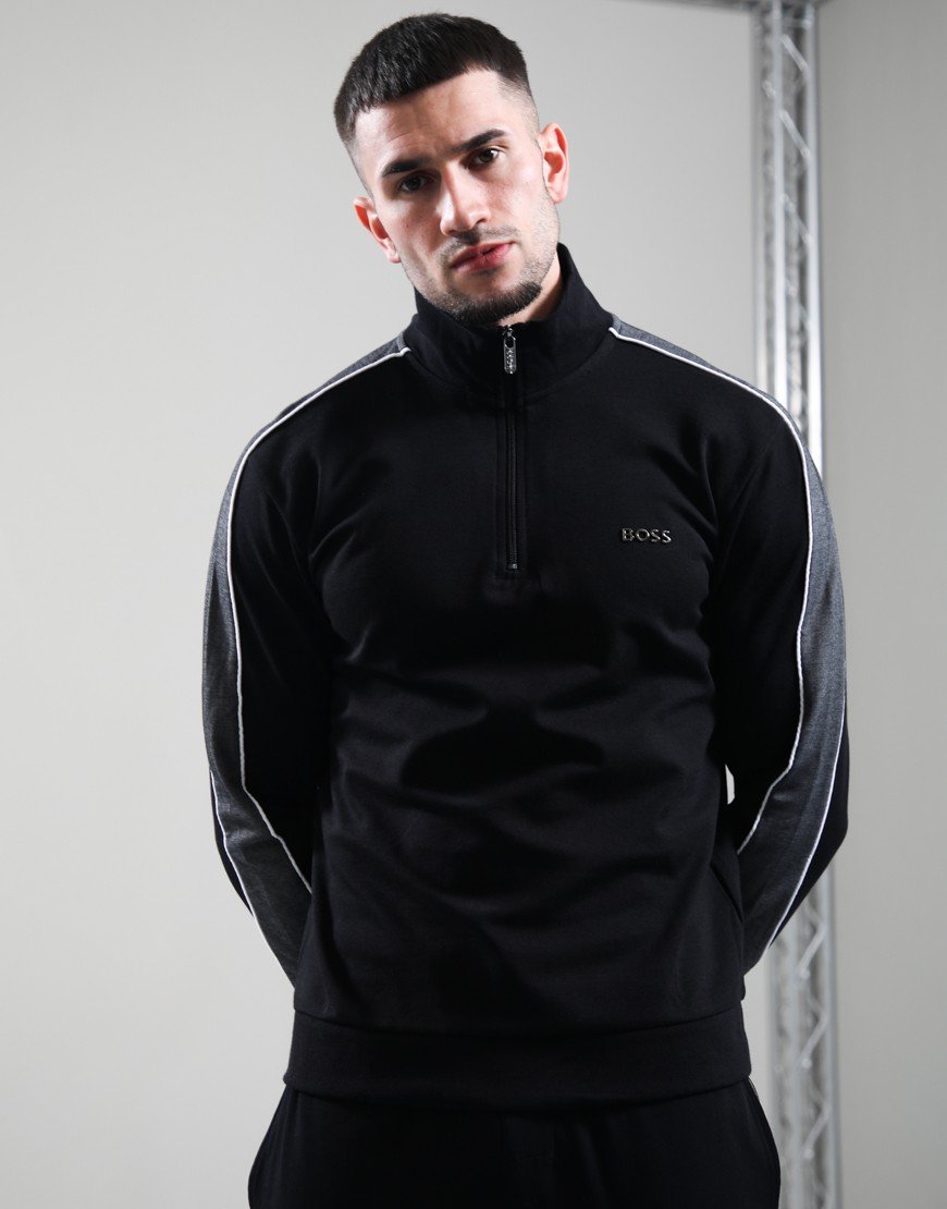 BOSS Tracksuit 1/4 Zip Jacket Black