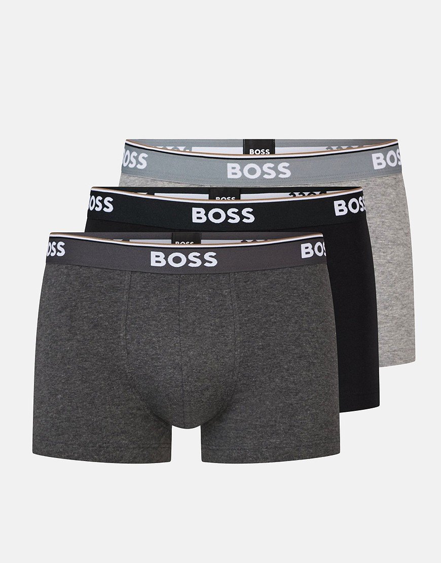 BOSS Trunk 3 Pack Boxers Power Open Grey - Terraces Menswear