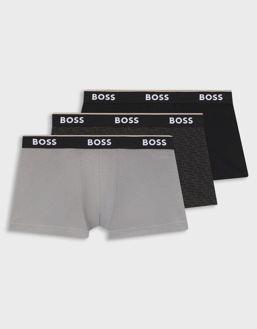 BOSS Power Design 3 Pack Boxers Dark Grey