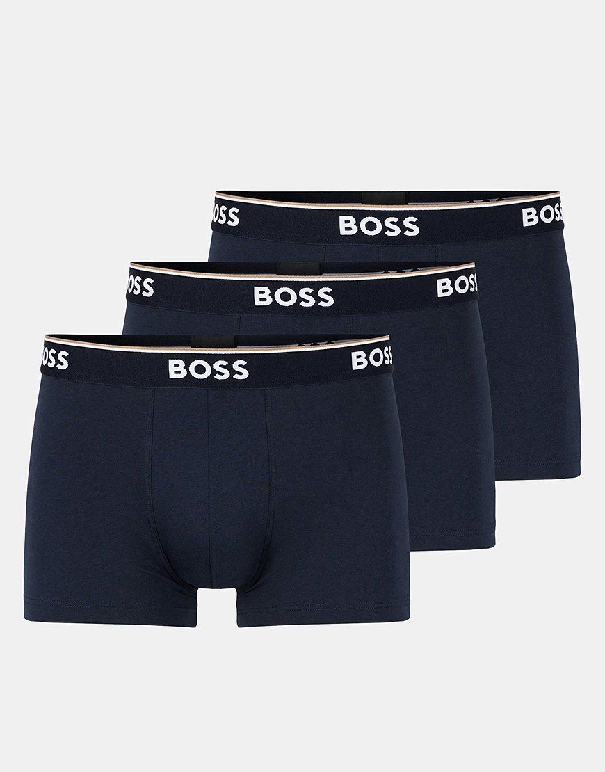 BOSS Trunk 3 Pack Boxers Power Open Blue - Terraces Menswear