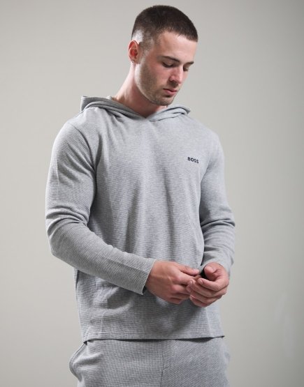 BOSS Waffle Hooded LS-Shirt Medium Grey