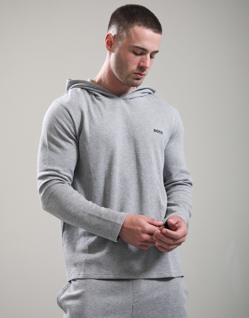 BOSS Waffle Hooded LS-Shirt Medium Grey