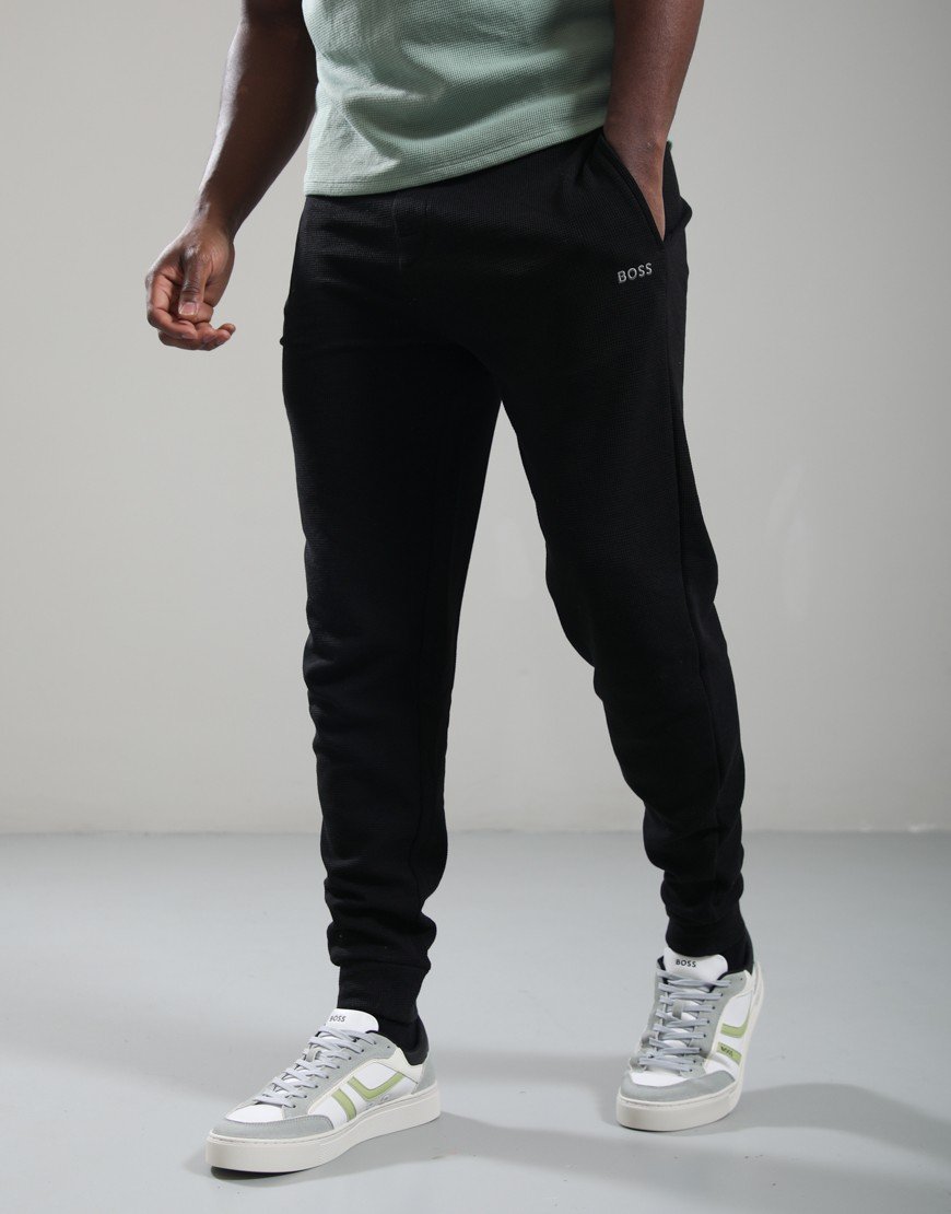 BOSS Waffle Cuff Joggers Black