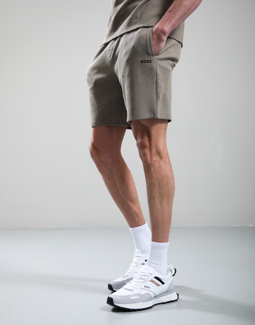 BOSS Waffle Shorts Open Brown