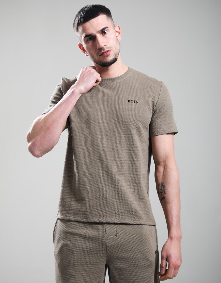 BOSS Waffle T-Shirt Open Brown