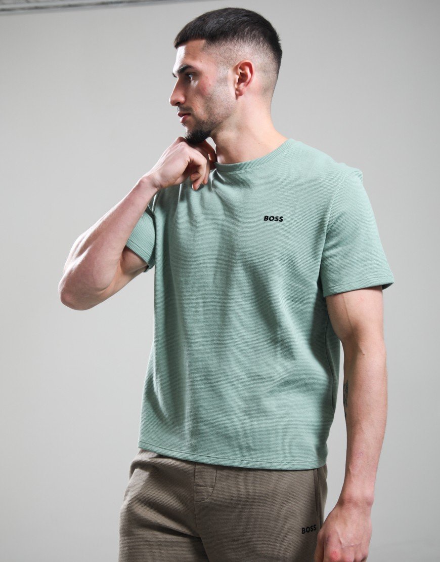 BOSS Waffle T-Shirt Open Green