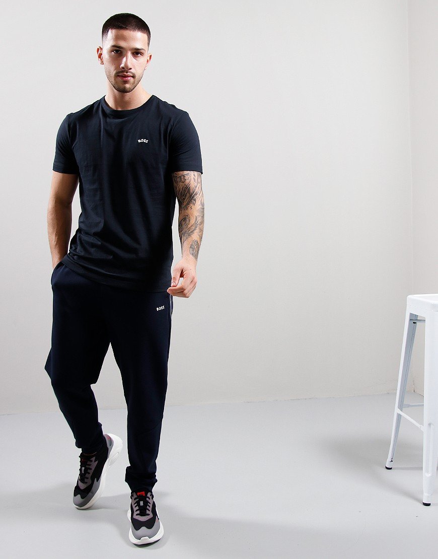 BOSS Curved Logo T-shirt Dark Blue