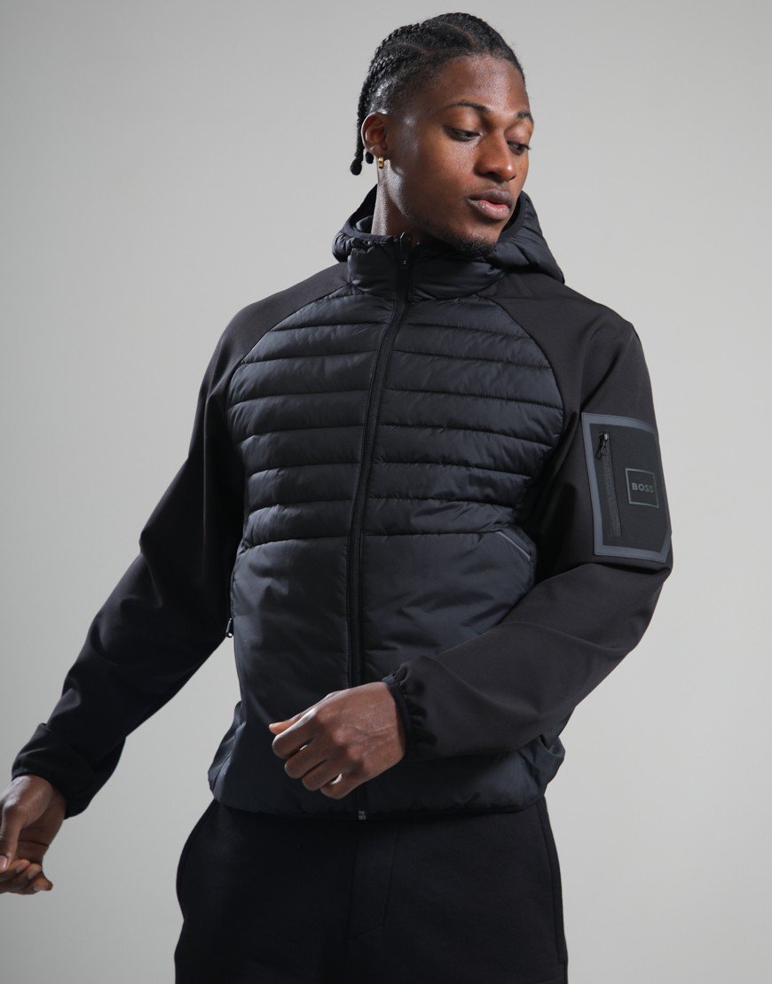 BOSS J_Urbanex Hybrid Hooded Jacket Black