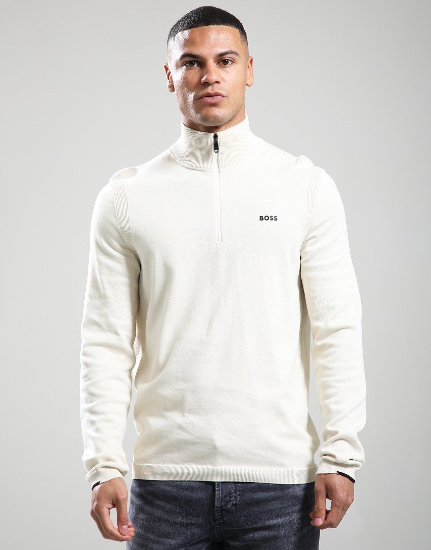 BOSS K_Ever-X Quarter Zip Knit Open White