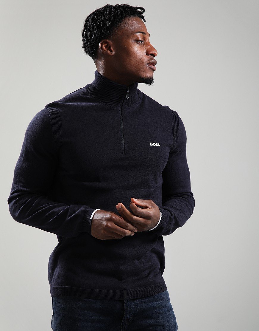 BOSS K_Ever-X Quarter Zip Knit Dark Blue