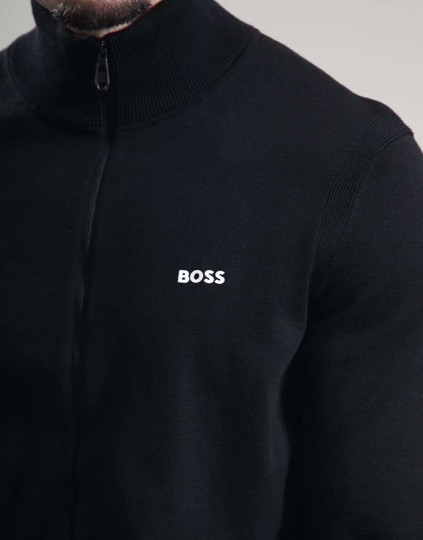 BOSS KN_Ever-X Full Zip Knit Black