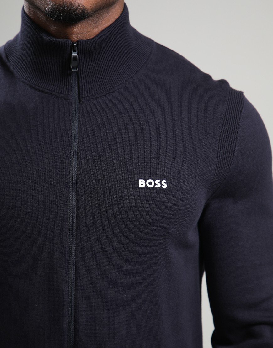 BOSS KN_Ever-X Full Zip Knit Dark Blue