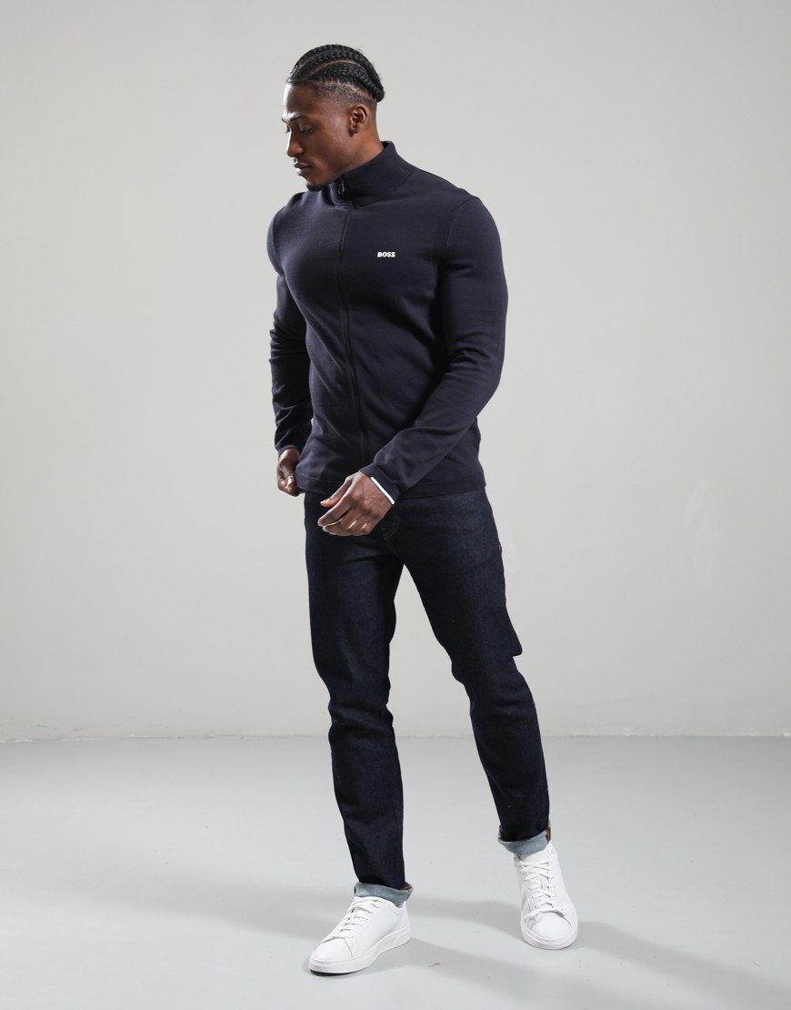 BOSS KN_Ever-X Full Zip Knit Dark Blue