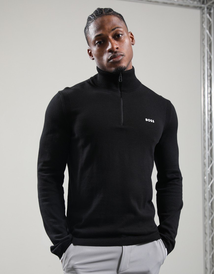 BOSS KN_Ever-X Quarter Zip Knit Black