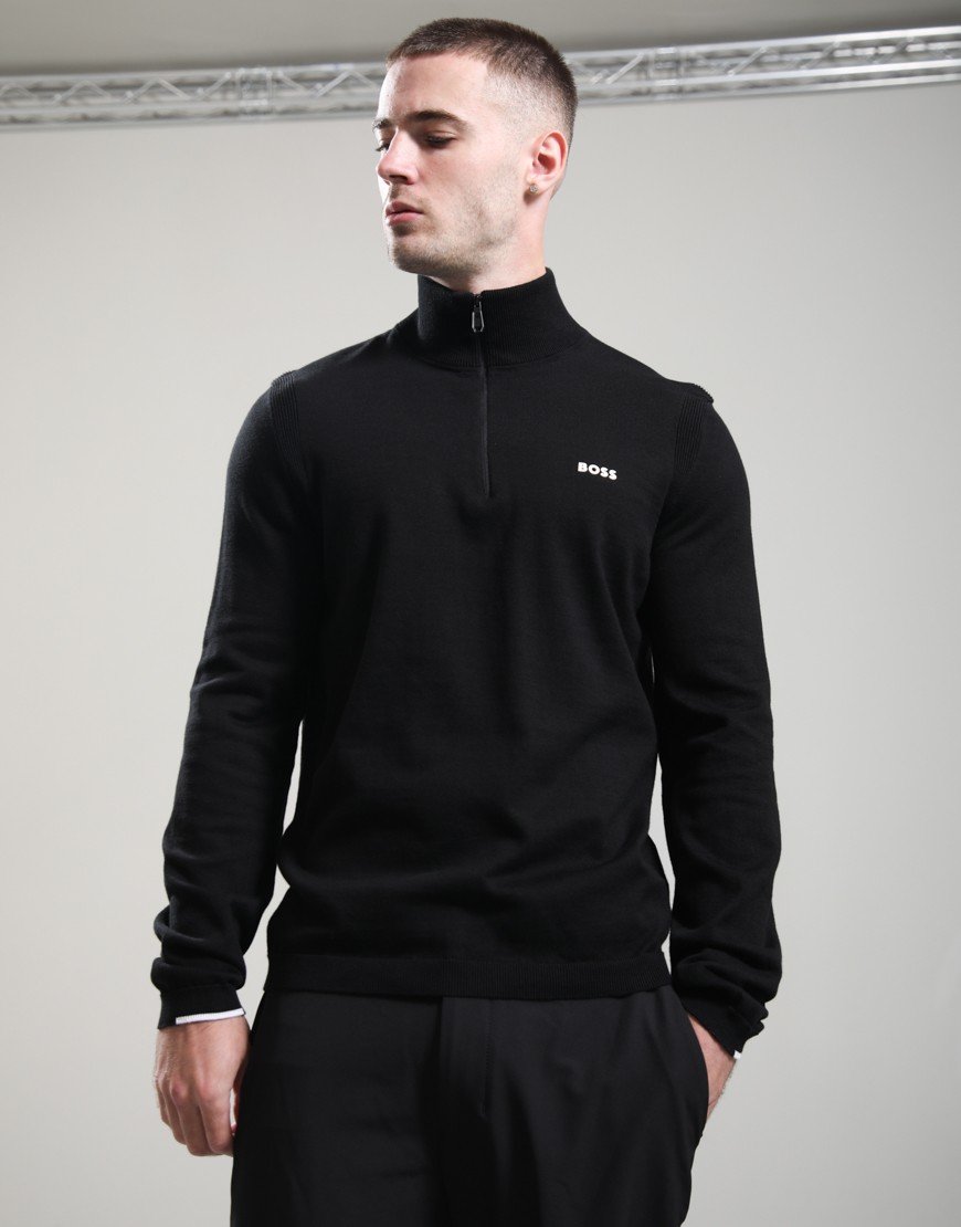 BOSS KN_Ever-X Quarter Zip Knit Black