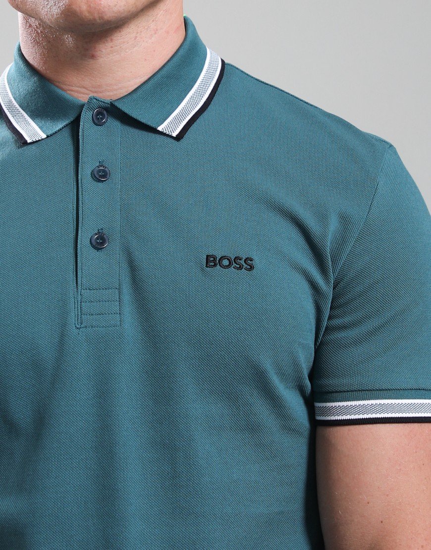 BOSS Paddy Polo Shirt Open Green