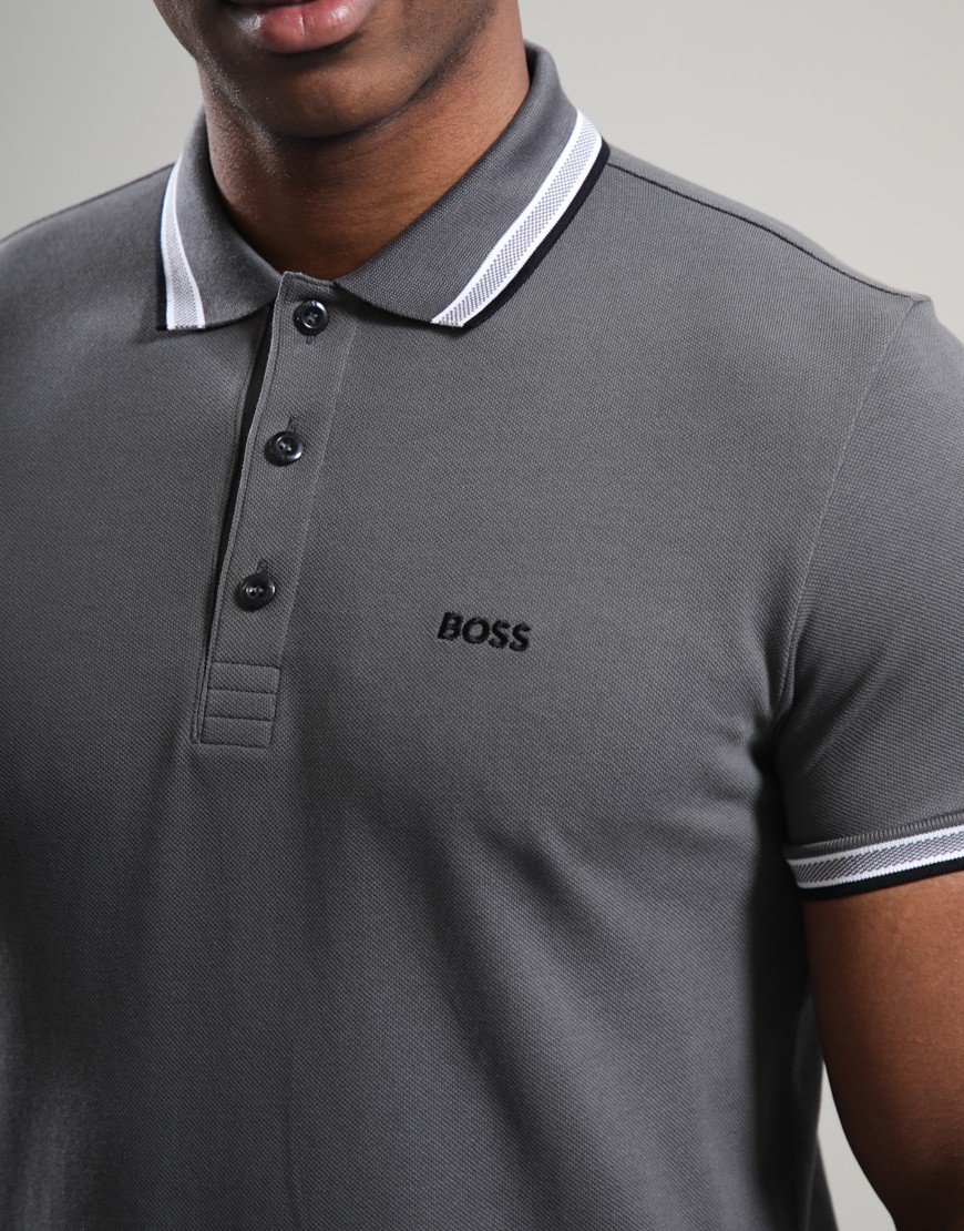 BOSS Paddy Polo Shirt Open Grey