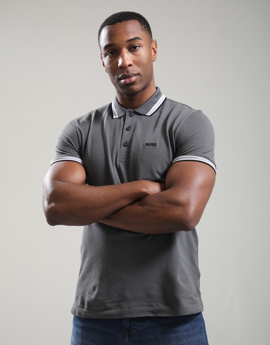 BOSS Paddy Polo Shirt Open Grey